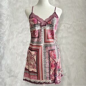 Victoria’s Secret Multicolor Sleepwear Lace Mini Nightgown Slip Dress With Slit
